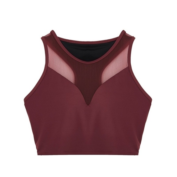 Wave Shine Skirt Set Maroon Waist Cinched Corset Swim Skirt/ Mesh Halter Bikini - Picture 16 of 16